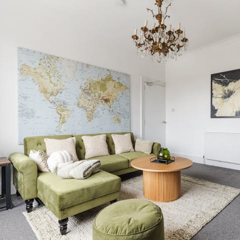 Lounge on the sofa with a cuppa before going out to see London