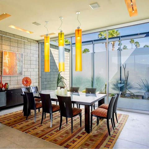 Serve a banquet at the formal dining table, with room for ten diners