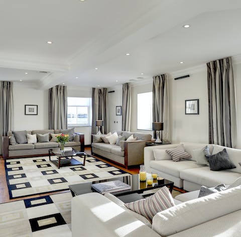 Try out all four sofas in the sun-filled living room to find your perfect spot