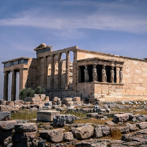 Walk eleven minutes to see the historical Acropolis of Athens