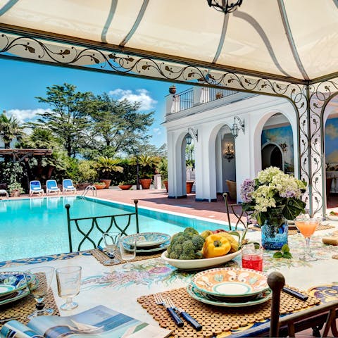 Enjoy leisurely lunches overlooking the pool
