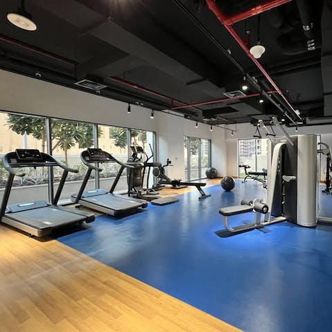 Get your heart racing in the communal gym