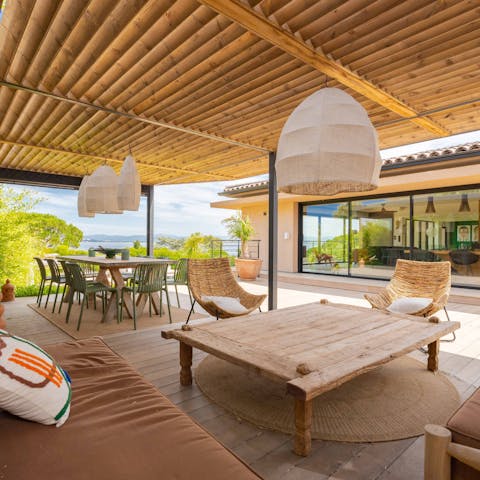 Gather on the shaded terrace to enjoy aperitifs and nibbles together