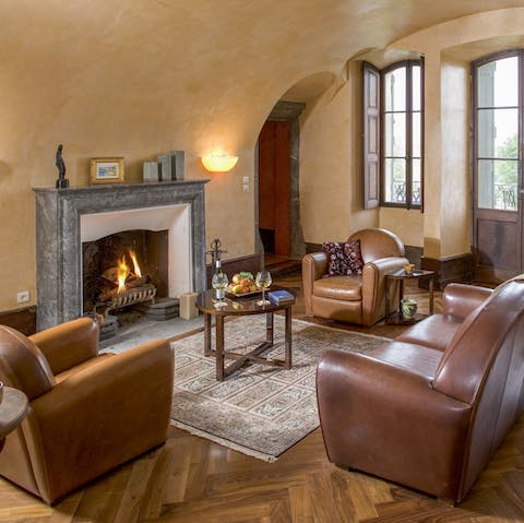 Get toasty and warm next to the open fire