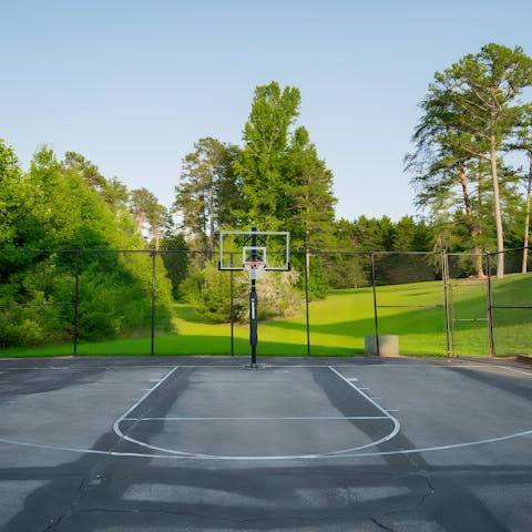 Shoot some hoops on the private basketball court