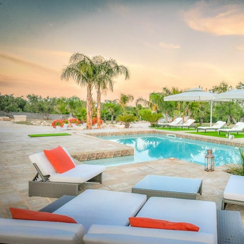 Experience wondrous sunrises over Puglia from the garden