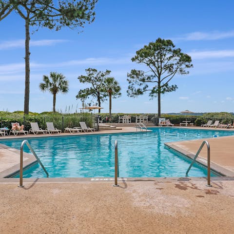 Enjoy leisurely swims in the communal pool