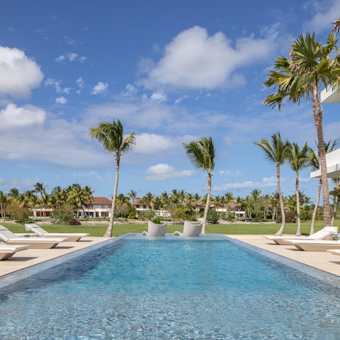 Take a refreshing dip in the swimming pool on hot days