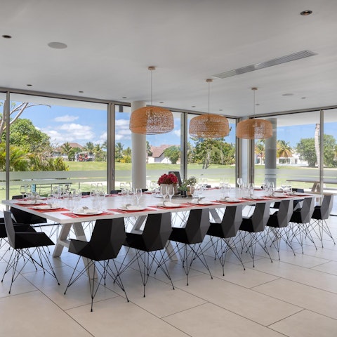 Treat your guests to a lavish meal in the smart dining area