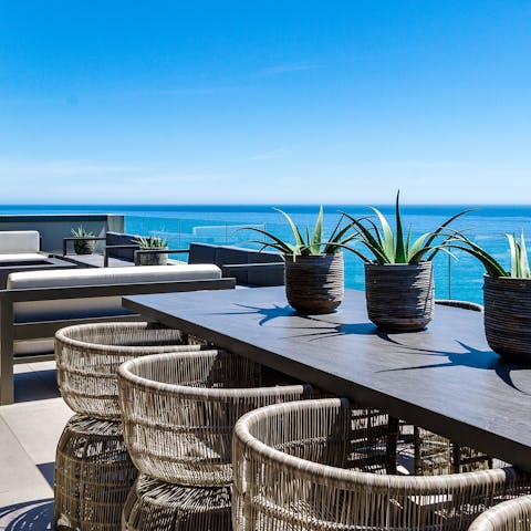 Marvel at the breathtaking ocean views from the comfort of the huge terrace 