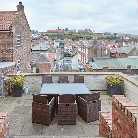 Toast the day from the private terrace with knockout views