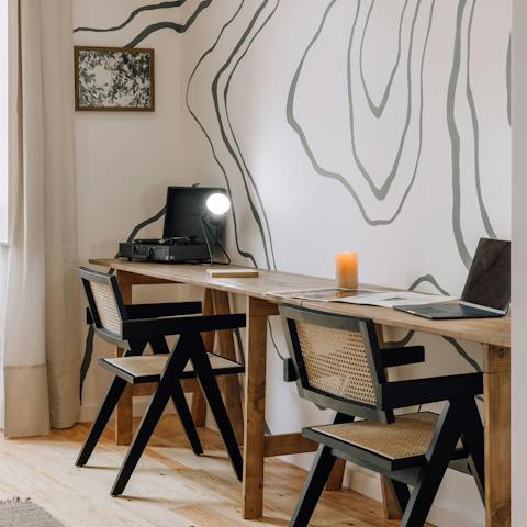 Make use of the two-seater desk when you need to work from home