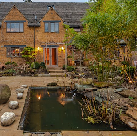 See if you can spot the Japanese Koi Fish in the pond