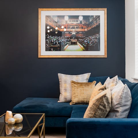 Sink into the comfy corner sofa at the end of a day out exploring