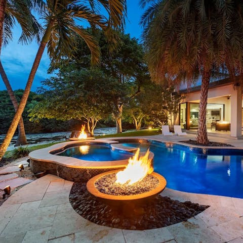 Swim under the stars in the pool