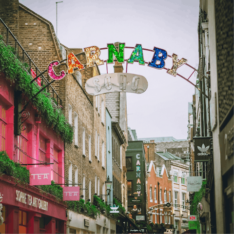 Stroll over to the international restaurants and quirky shops of Soho in ten minutes