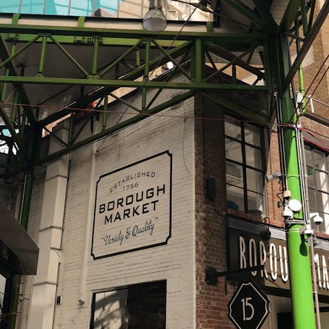 Shop for delicious food at Borough Market – you can walk there in twenty minutes