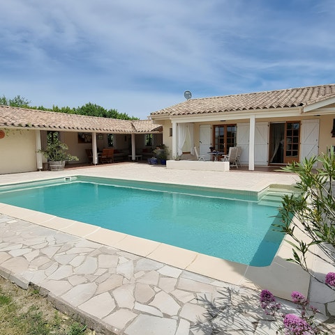 Splash around in the pool or simply soak up the sun