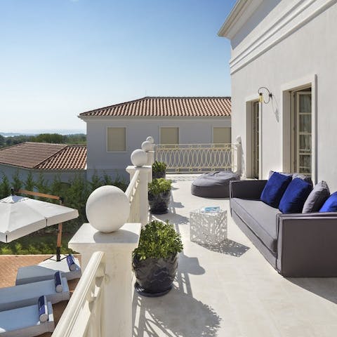 Enjoy views of the Adriatic from the balcony