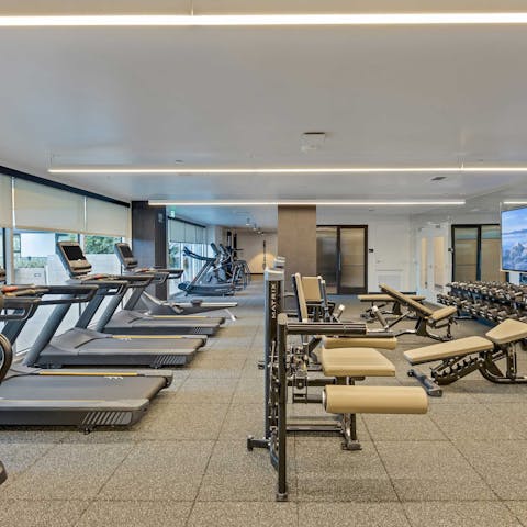 Tick off a workout in the 24/7 communal gym