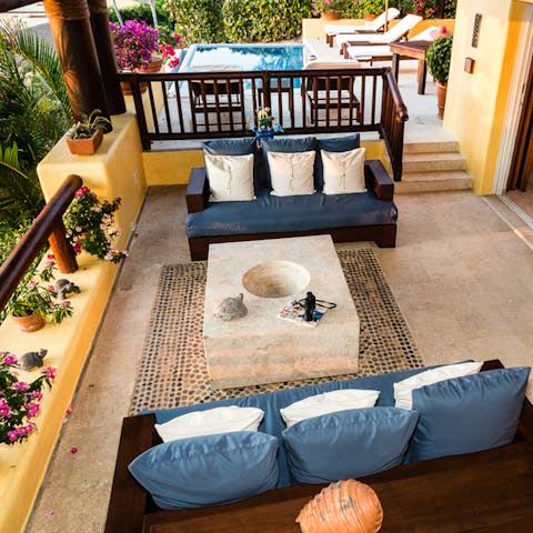 Sink into the outdoor lounge for conversations and cocktails