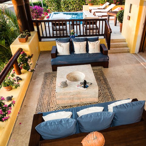 Sink into the outdoor lounge for conversations and cocktails