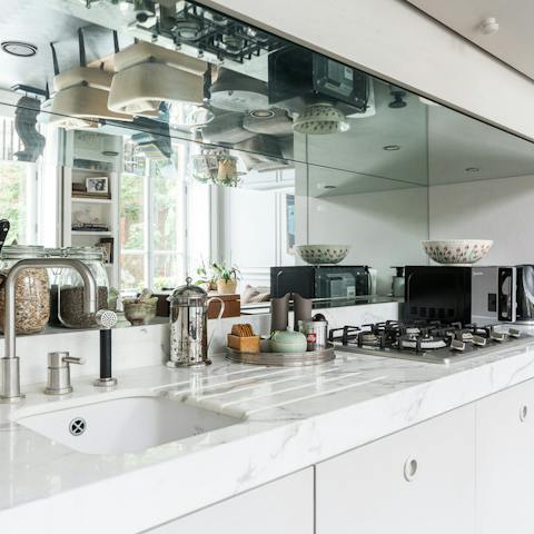 Whip up a feast in the marble kitchen