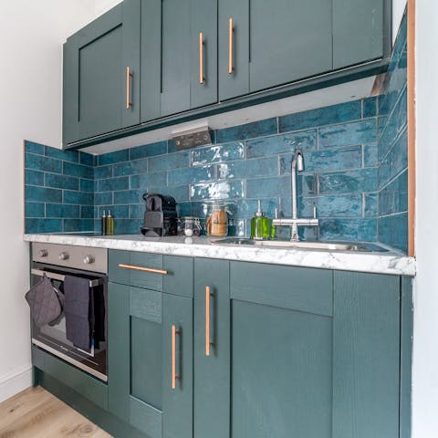Rustle up morning coffees in the smart kitchenette