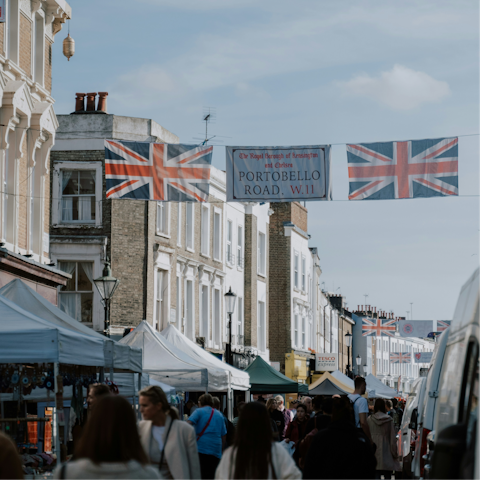Walk five minutes to Portobello Road Market