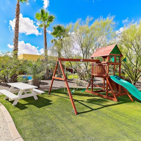 Let the kids tire themselves out in the garden