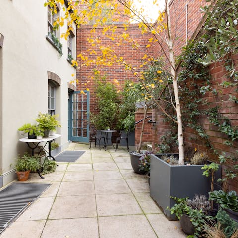 Sit out on the leafy patio with a cup of tea and enjoy a peaceful moment