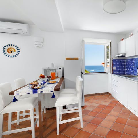 Tuck into a traditional breakfast as a gentle breeze drifts through the open window