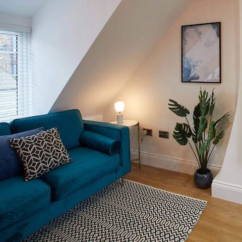 Pour a G&T and curl up on the velvet sofa at the end of a busy day