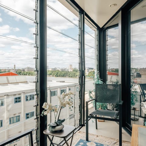 Enjoy drinks on the private balcony
