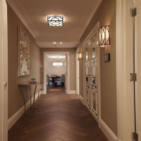 Beautiful parquet flooring throughout