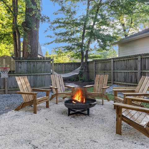 Wind down with evening drinks by the fire-pit