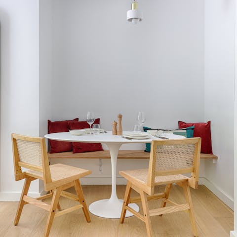 Enjoy a croissant at the dining table before heading out see the sights