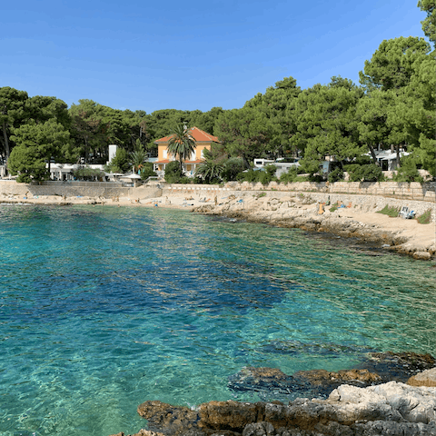 Walk down to the gorgeous Medveja beach and enjoy crystal clear turquoise waters