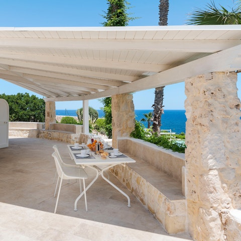 Retreat from the heat with a cool drink on the patio