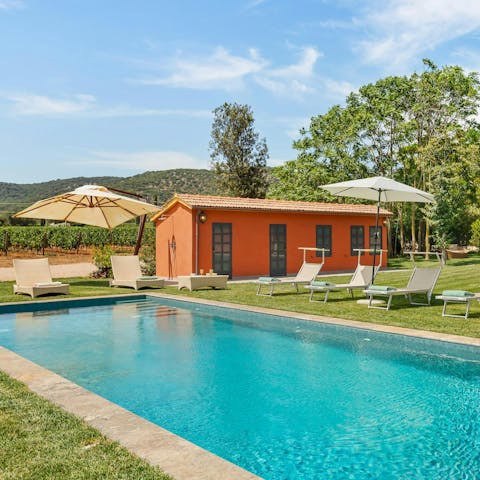 Swim lengths of the private pool to start your day