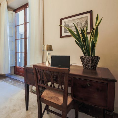 Fire off those emails that can't wait from the bright working space