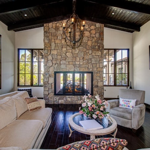 Cosy up by the fire in the living room