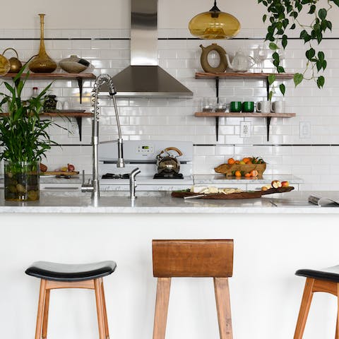 Huge, marble, kitchen counter-tops