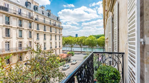 Enjoy your morning pain au chocolat overlooking the Seine