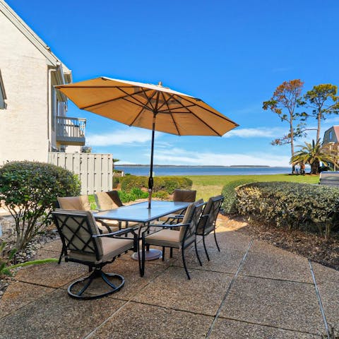 Enjoy dinners on the patio with sea views