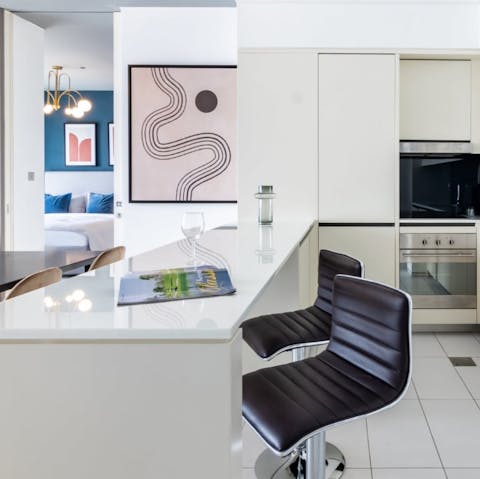 Shoot off a few quick emails in between sips of tea before heading out