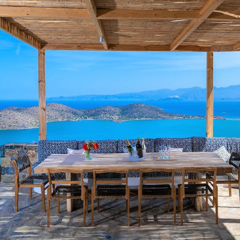 Serve up barbecue meals and local Cretan fare at the alfresco dining area