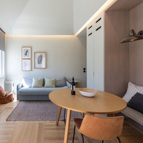 After a day of exploring, enjoy relaxing in this stylish apartment