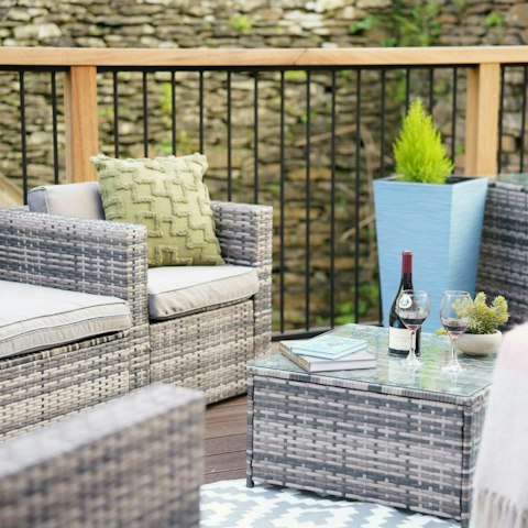 Relax with drinks on the private patio