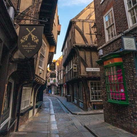 Wander along the Shambles, just thirteen minutes from your doorstep